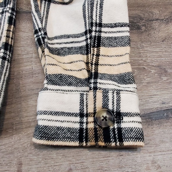 Sanctuary Button Down Plaid Shacket Womens Sz S Oversized Toffee - Picture 5 of 10